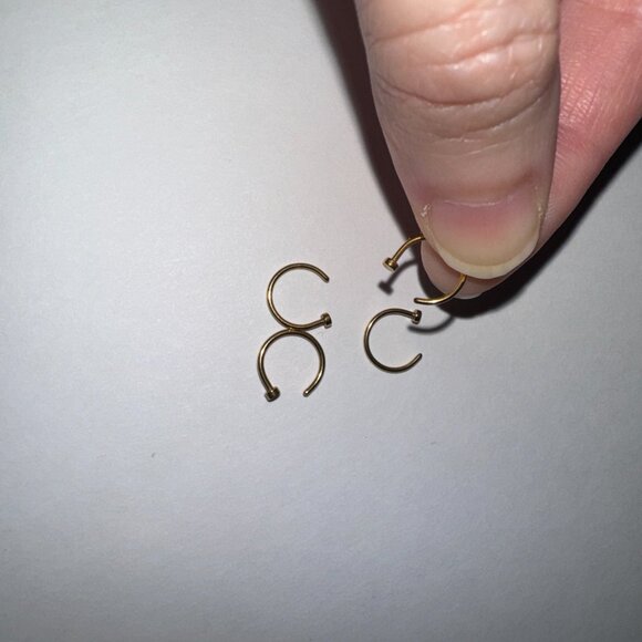 3/8 20 Gauge Gold Titanium Plated Hoop Nose Rings - Picture 4 of 7